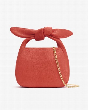 Bolsa De Hombro Cuyana Mini Bow Mujer Coral Oscuro | YRB5650VN