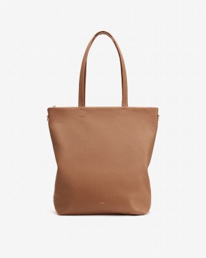 Bolso Tote Cuyana Altas Easy Cremallera Mujer Marrones | NJJ9557VM