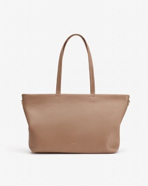 Bolso Tote Cuyana Small Easy Cremallera Mujer Kaki | PWO3012FC