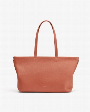 Bolso Tote Cuyana Small Easy Cremallera Mujer Rojas Marrones | EML7935RC