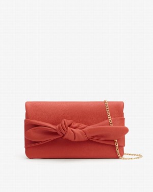 Bolso de Mano Cuyana Bow Mujer Coral Oscuro | SCZ6579HK