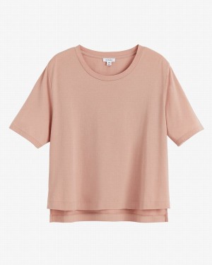 Camiseta Cuyana Pima Cropped Tee Mujer Rosas | PAW7162BM