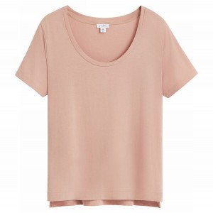 Camiseta Cuyana Pima Scoop Neck Tee Mujer Rosas | TWJ7482OZ