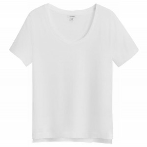 Camiseta Cuyana Pima Scoop Neck Tee Mujer Blancas | RKV8088VZ