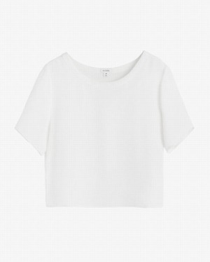 Camiseta Cuyana Silk Cropped Crewneck Tee Mujer Blancas | EDW5074CT