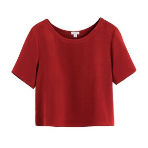 Camiseta Cuyana Silk Cropped Crewneck Tee Mujer Rojas | PUH8369TC