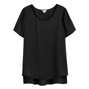 Camiseta Cuyana Washable Charmeuse High-Low Top Mujer Negras | CNG472FH