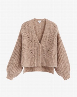 Cárdigan Cuyana Alpaca Lana Cropped Mujer Kaki | ZEM8557EG