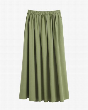 Falda Cuyana Poplin Gathered Mujer Verde | FKT8286GM