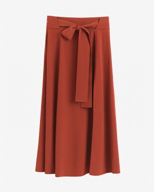 Falda Cuyana Silk Belted Midi Mujer Rojas | BID1587HX