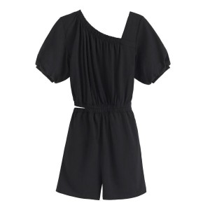 Mono Cuyana Gathered Front Mujer Negras | TZP434DR