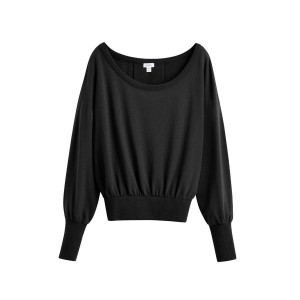 Sudaderas Cuyana French Terry Boatneck Mujer Negras | CAK5634HE