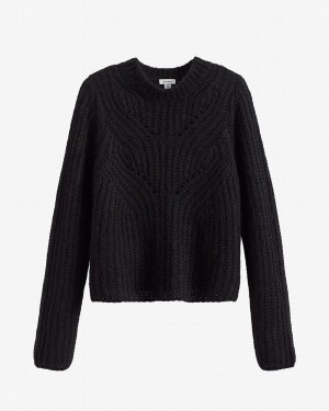 Truien Cuyana Alpaca Lana Crewneck Mujer Negras | YPT6217UU