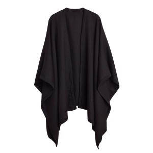 Truien Cuyana Baby Alpaca Square Edge Cape Mujer Negras | JXV3130DE