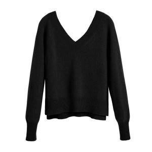 Truien Cuyana Recycled Cashmere Deep V-Neck Mujer Negras | ECN4549IC