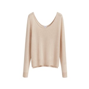 Truien Cuyana Single-Origin Cashmere Scoop Neck Mujer Beige | FNE1693CR