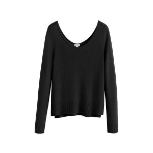 Truien Cuyana Single-Origin Cashmere Scoop Neck Mujer Negras | OFC452WM