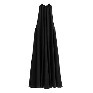 Vestido Cuyana Gathered-Neck Maxi Cover Up Mujer Negras | YSG7387QU