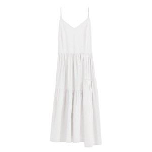 Vestido Cuyana Poplin Tiered Mujer Blancas | POY3749IR