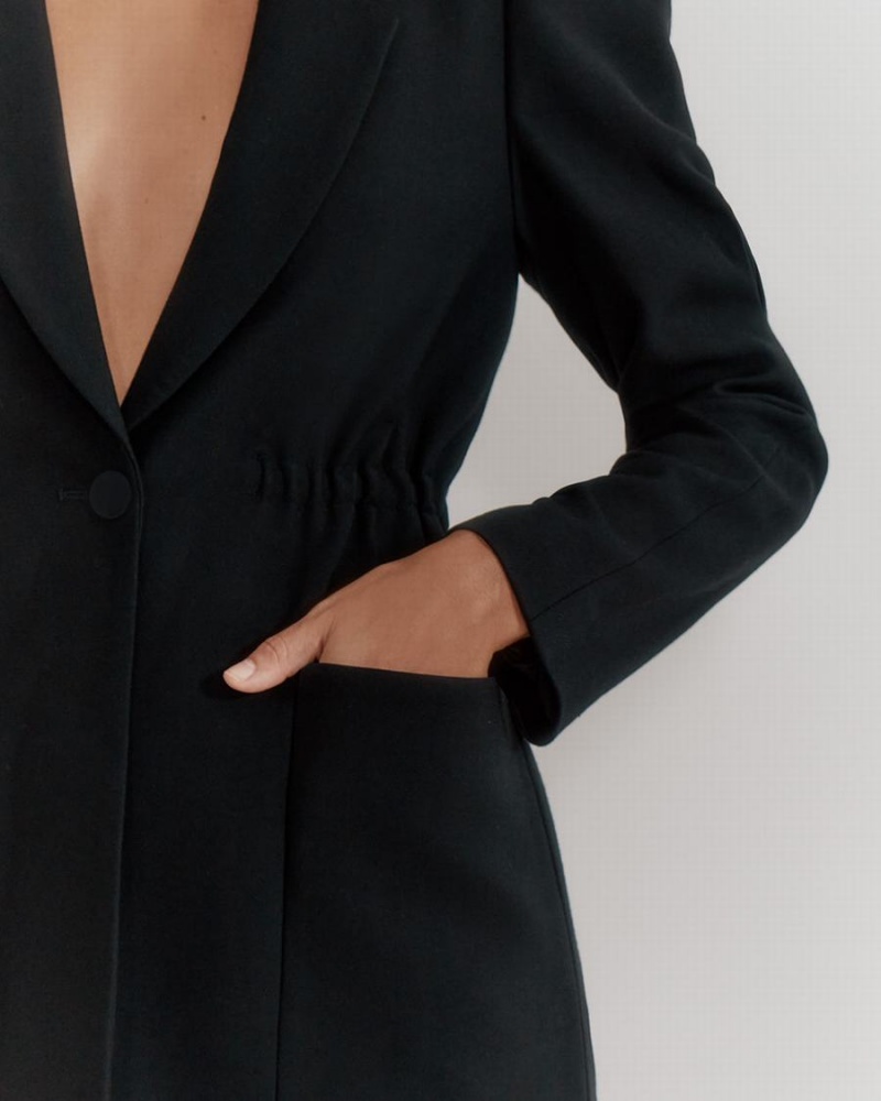 Blazers Cuyana Draped Sleeve Mujer Negras | BIU5997XW