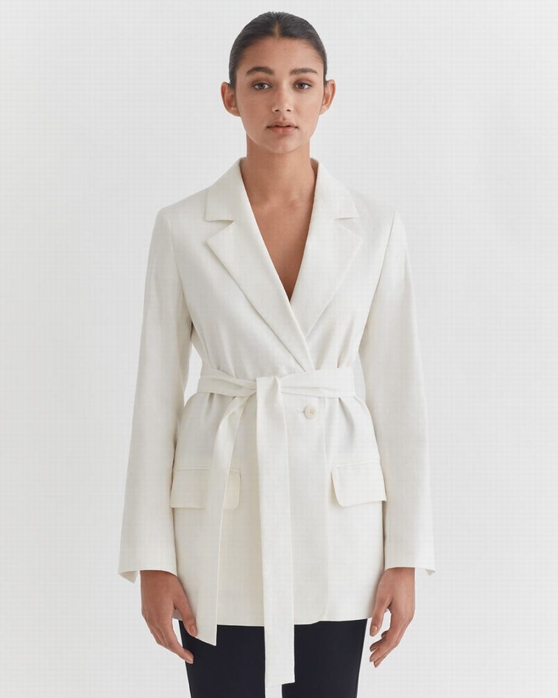 Blazers Cuyana Linen Relaxed Mujer Blancas | TCY1227UJ