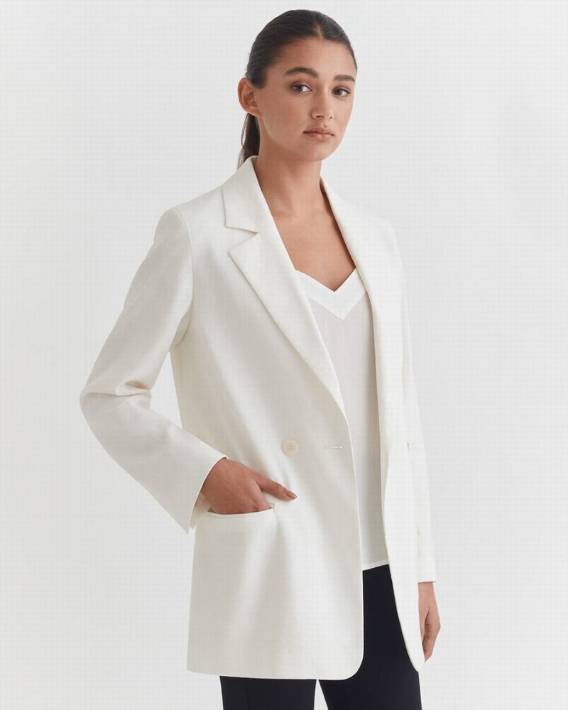 Blazers Cuyana Linen Relaxed Mujer Blancas | TCY1227UJ