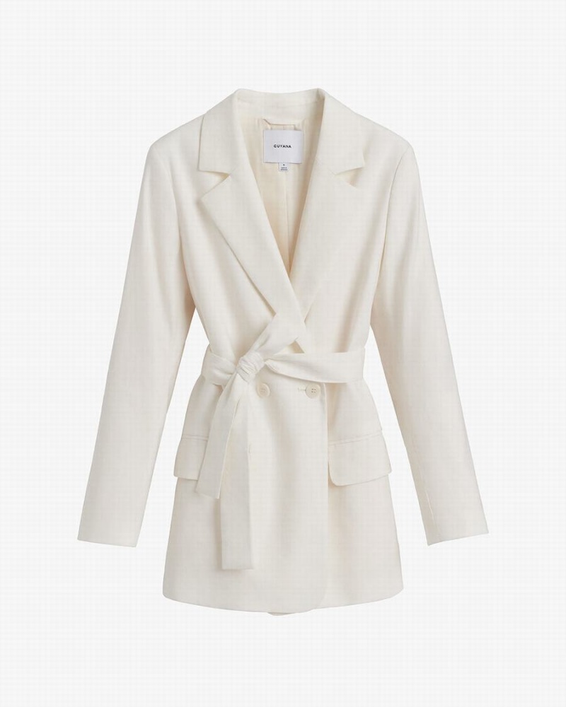 Blazers Cuyana Linen Relaxed Mujer Blancas | TCY1227UJ