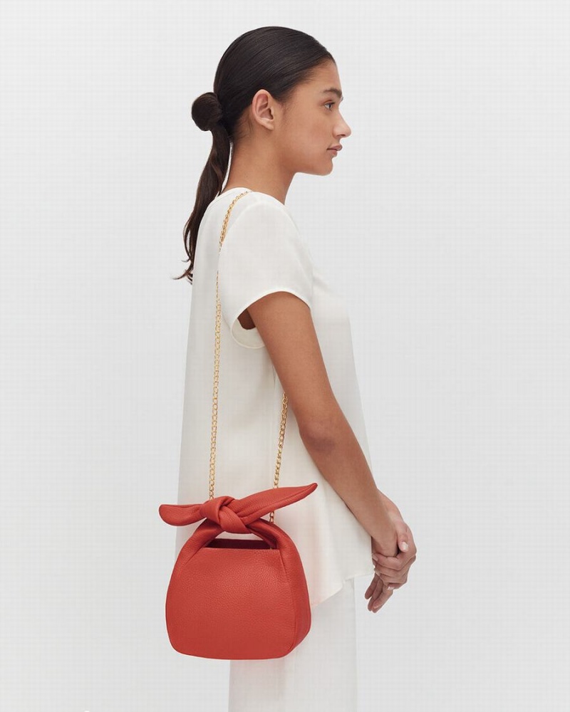 Bolsa De Hombro Cuyana Mini Bow Mujer Coral Oscuro | YRB5650VN