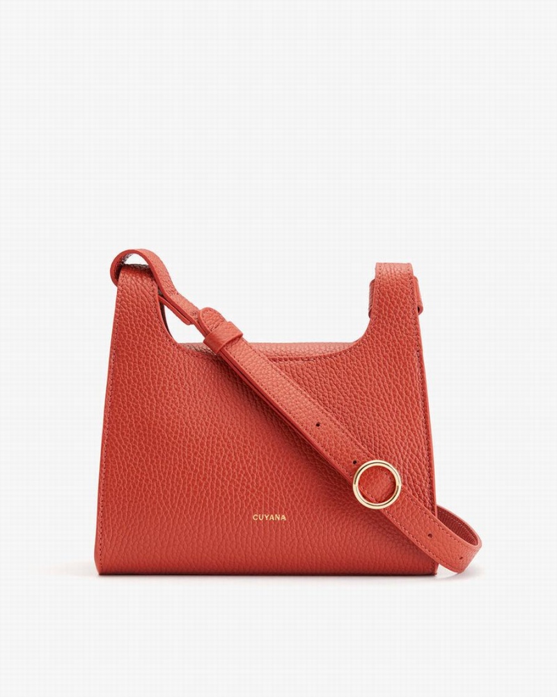 Bolsa De Hombro Cuyana Mini Double Loop Mujer Coral Oscuro | CTL2583GY