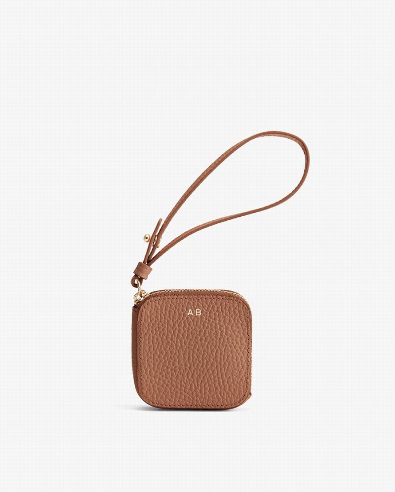 Bolsa Estuche Cuyana Cuero Airpod Mujer Marrones | HTA5751EU