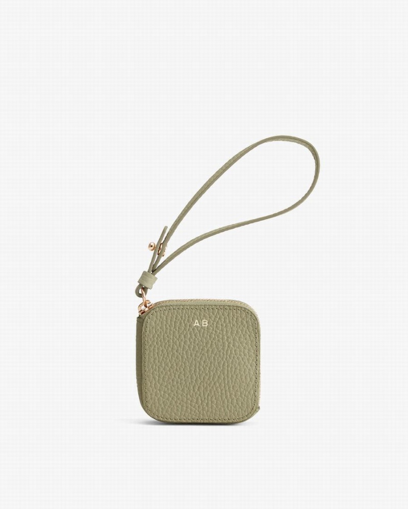 Bolsa Estuche Cuyana Cuero Airpod Mujer Verde | GUB10010FN