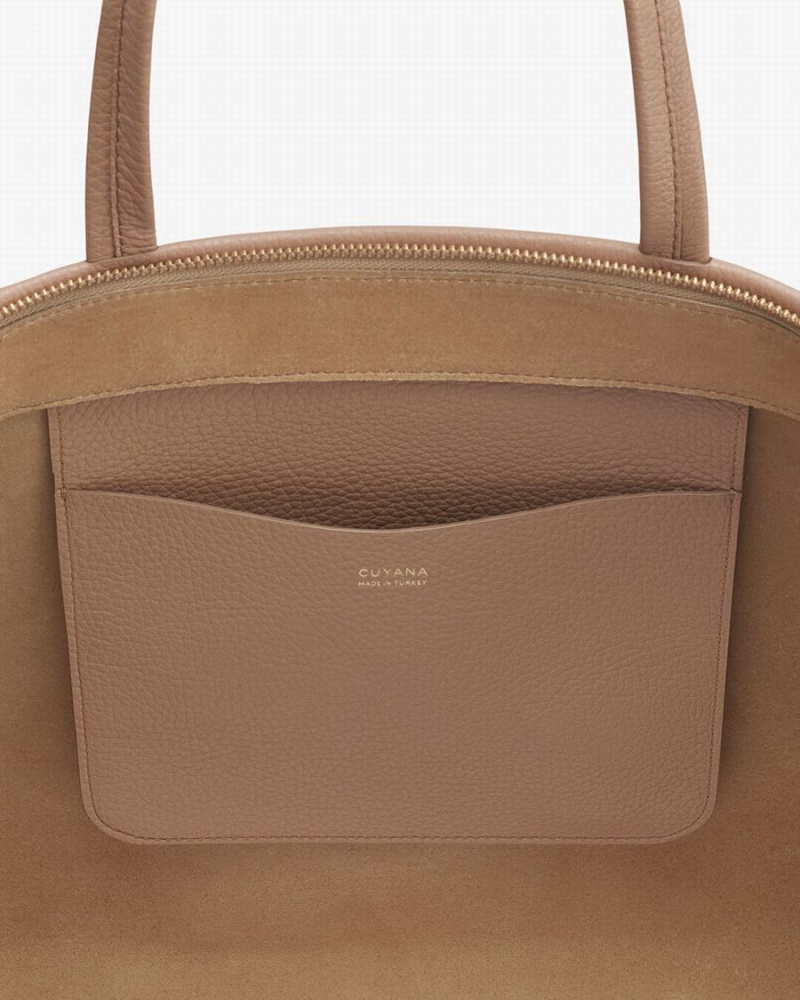 Bolso Tote Cuyana Altas Easy Cremallera Mujer Kaki | IGQ384PS