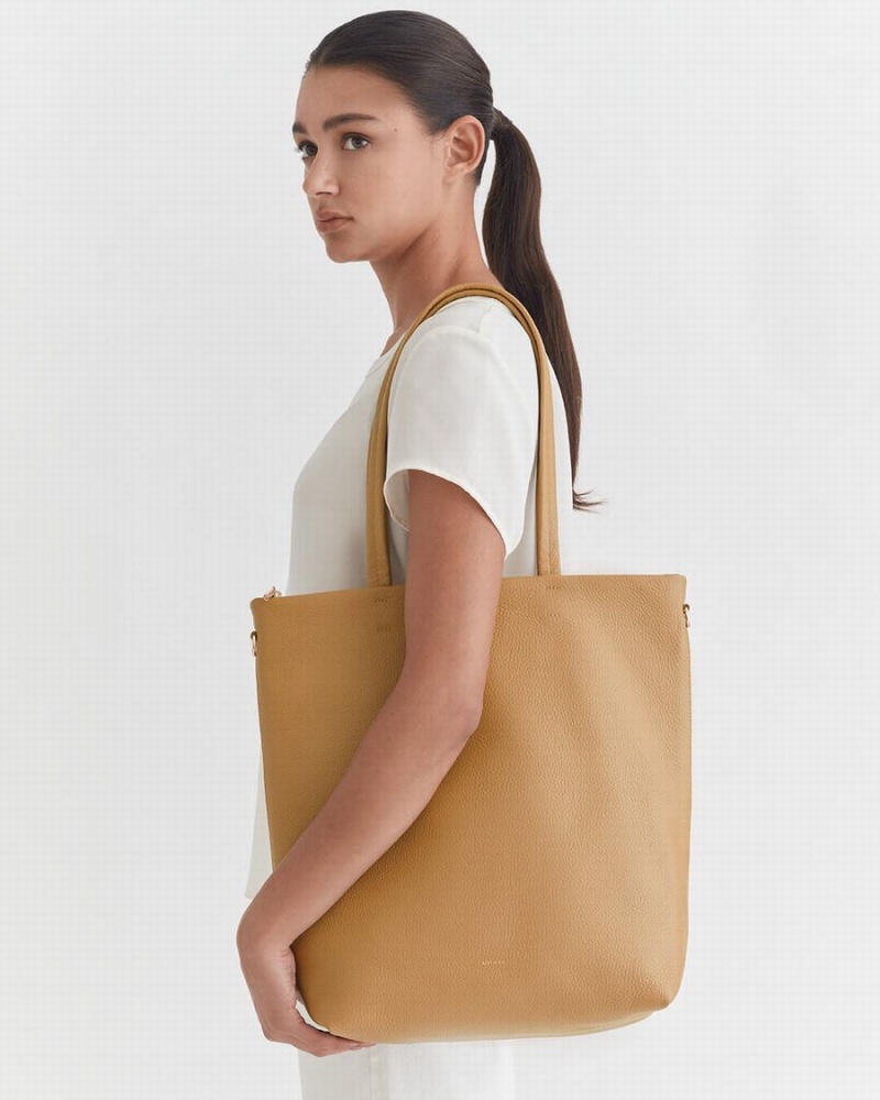 Bolso Tote Cuyana Altas Easy Cremallera Mujer Amarillo Marrones | QCY835XH