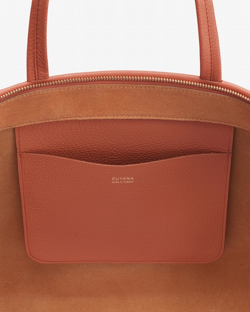 Bolso Tote Cuyana Altas Easy Cremallera Mujer Rojas Marrones | SKR8035YT