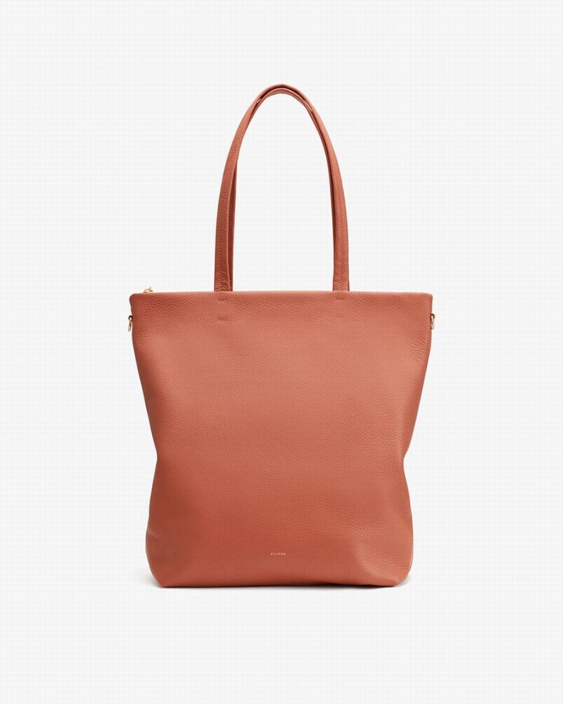 Bolso Tote Cuyana Altas Easy Cremallera Mujer Rojas Marrones | SKR8035YT