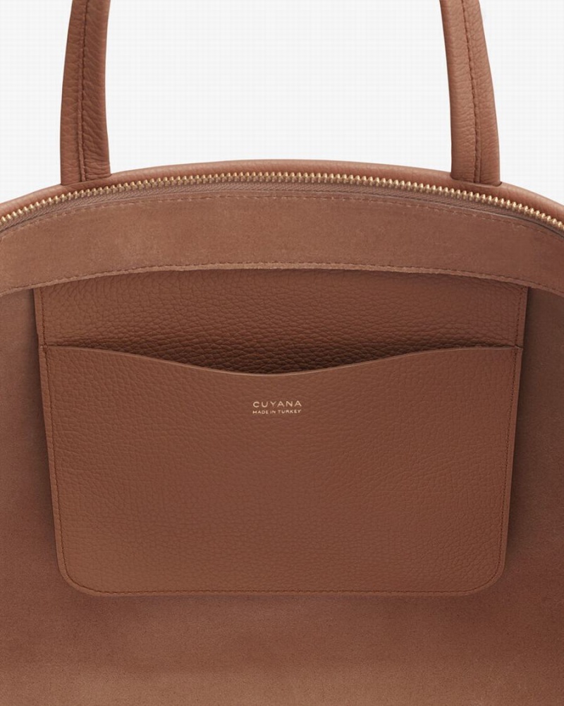 Bolso Tote Cuyana Classic Easy Cremallera Mujer Marrones | XRU10067ZS