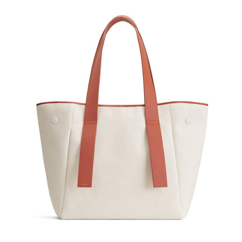 Bolso Tote Cuyana Lona Mujer Beige | IDG1259JK