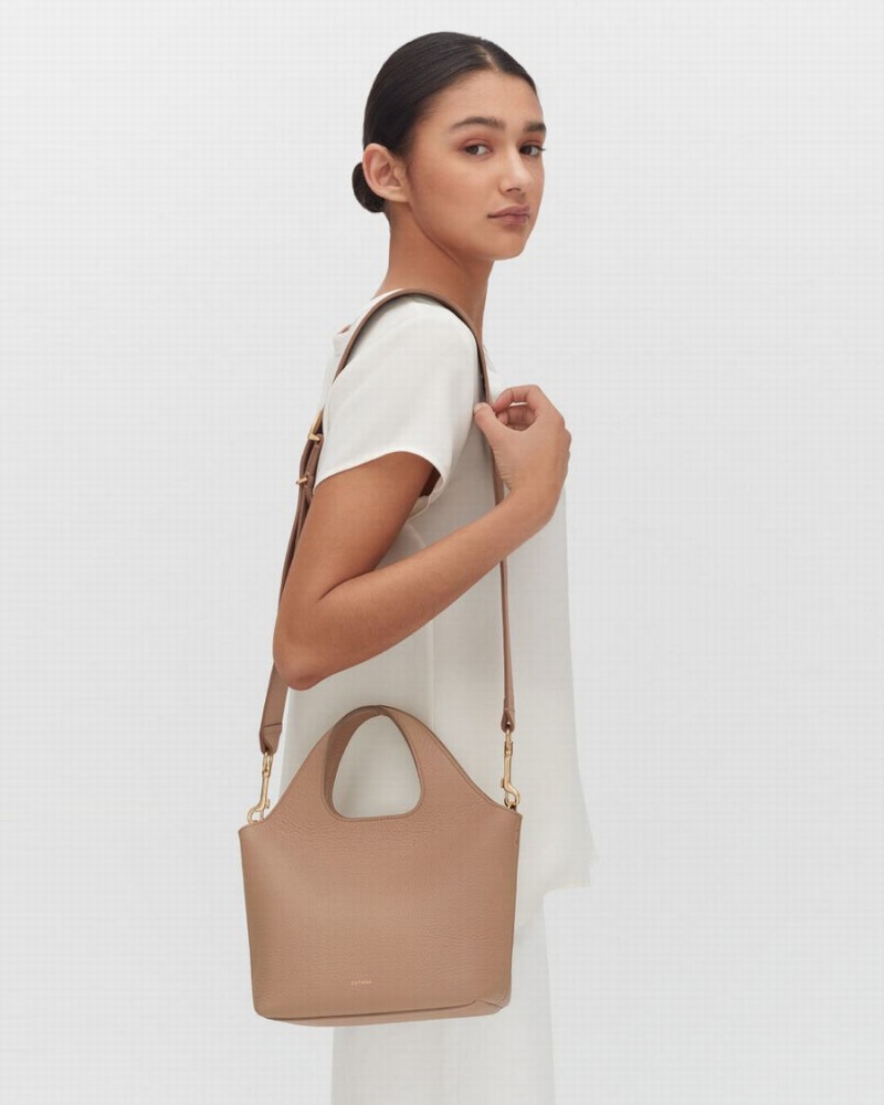 Bolso Tote Cuyana Mini System Mujer Kaki | CNX4354ZS