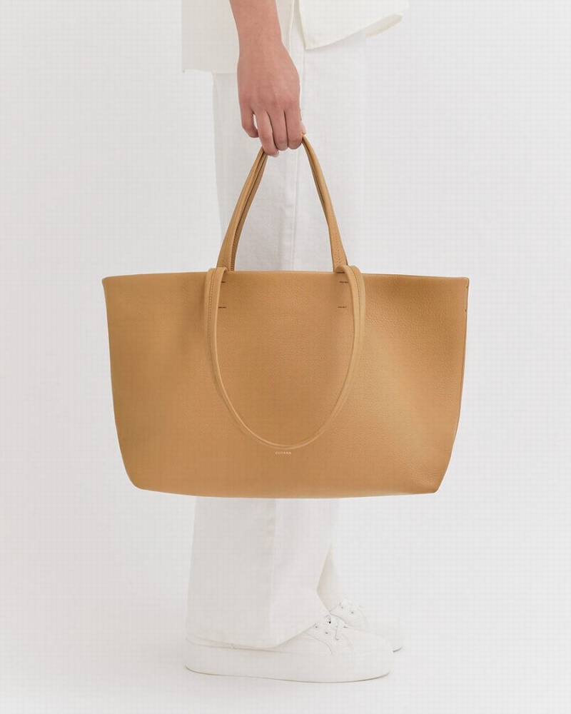 Bolso Tote Cuyana Small Easy Mujer Amarillo Marrones | LPR9745SU