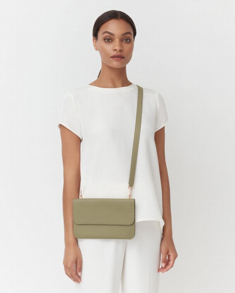 Bolso de Mano Cuyana System Flap Mujer Verde | RMG3154TD