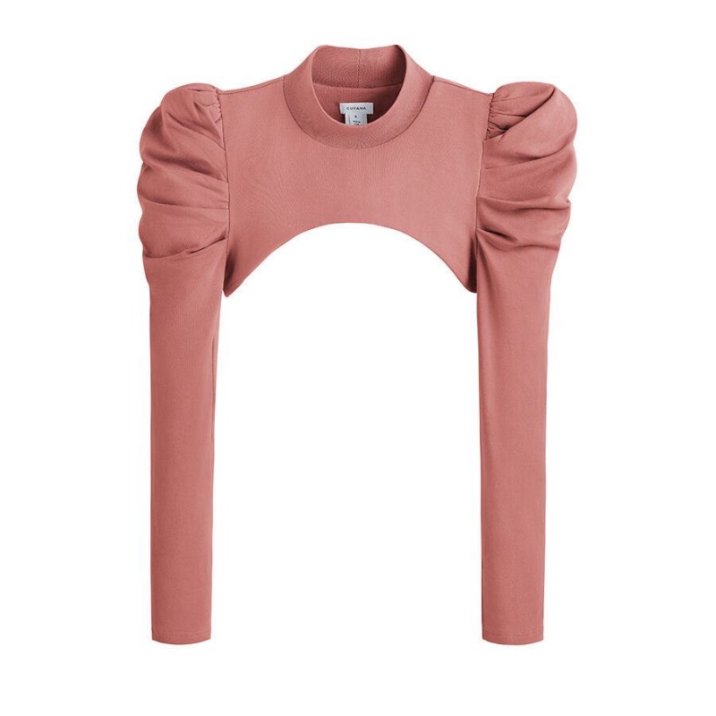 Camiseta Cuyana French Terry Puff Sleevelette Mujer Rosas | NAK8140QL