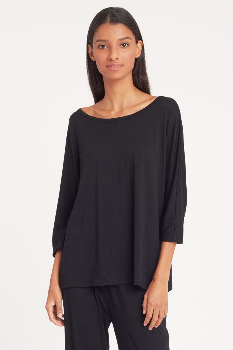 Camiseta Cuyana Organic Pima Drape-Back Mujer Negras | XQJ2767UW