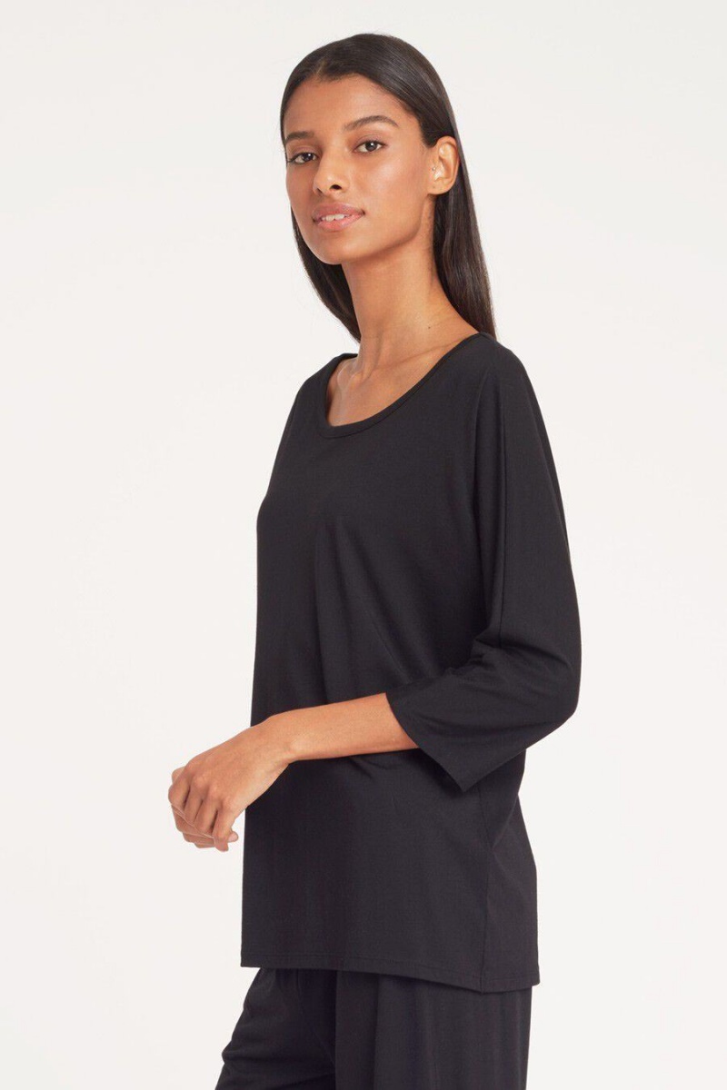 Camiseta Cuyana Organic Pima Drape-Back Mujer Negras | XQJ2767UW