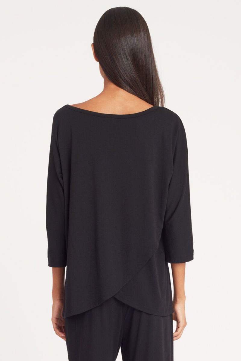 Camiseta Cuyana Organic Pima Drape-Back Mujer Negras | XQJ2767UW