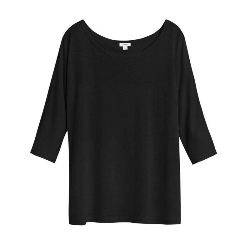 Camiseta Cuyana Organic Pima Drape-Back Mujer Negras | XQJ2767UW