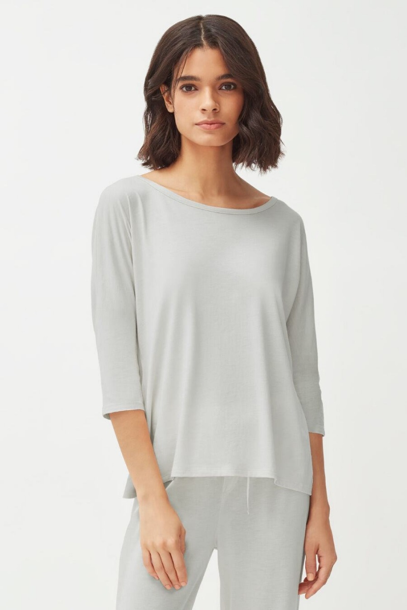 Camiseta Cuyana Organic Pima Drape-Back Mujer Gris | OFI7946DV