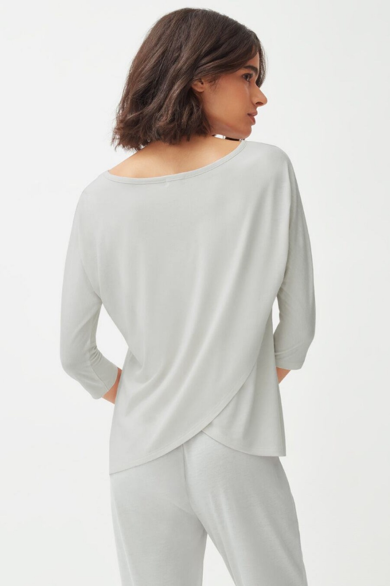 Camiseta Cuyana Organic Pima Drape-Back Mujer Gris | OFI7946DV