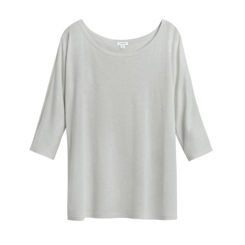 Camiseta Cuyana Organic Pima Drape-Back Mujer Gris | OFI7946DV