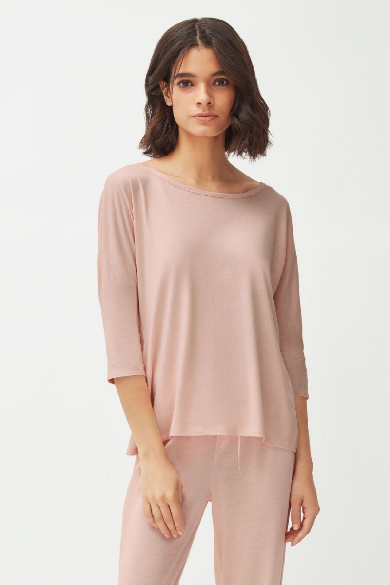 Camiseta Cuyana Organic Pima Drape-Back Mujer Rosas | KVC2971VS