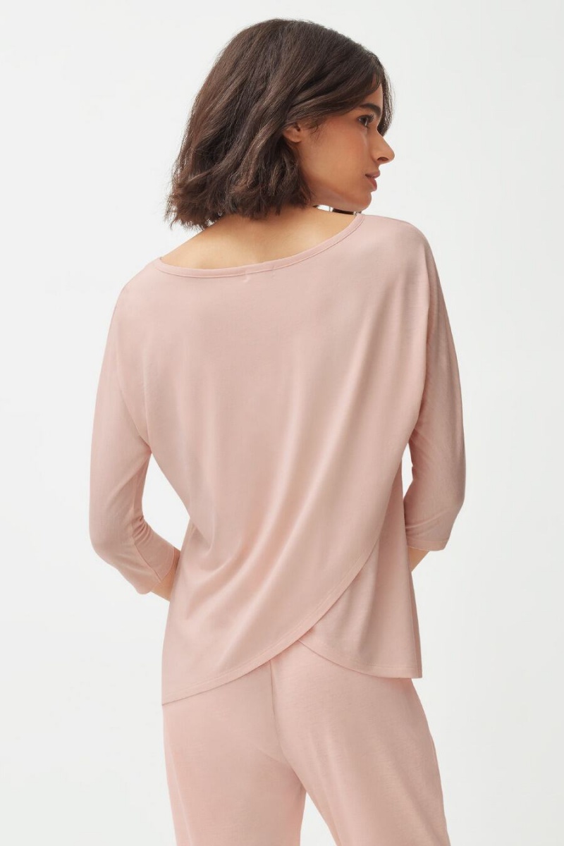 Camiseta Cuyana Organic Pima Drape-Back Mujer Rosas | KVC2971VS